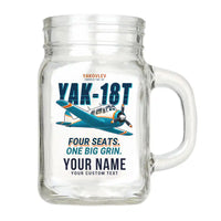 Thumbnail for Yakovlev Yak-18T - Cartoon + Name - Cocktail Glass (Mason Jar)