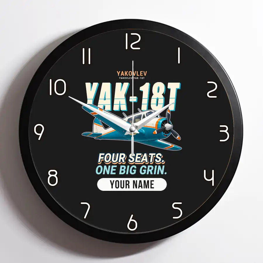 Yakovlev Yak-18T - Cartoon + Name - Framed - Black
