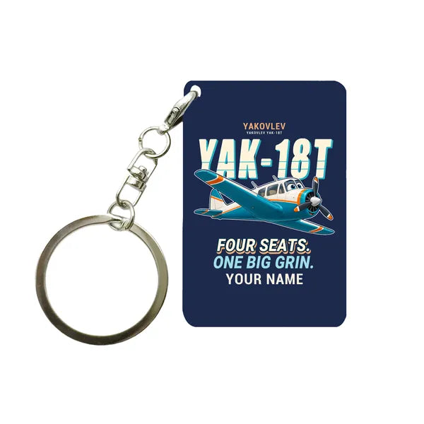 Yakovlev Yak-18T - Cartoon + Name - Key Chain - Navy Blue
