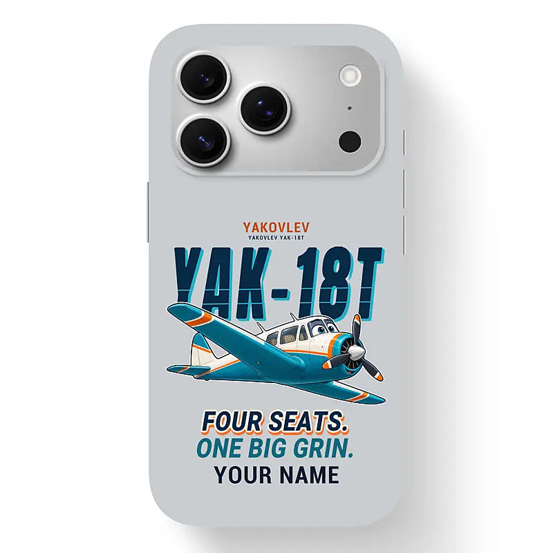 Yakovlev Yak-18T - Cartoon + Name - MagSafe iPhone 17 Pro - Light Gray