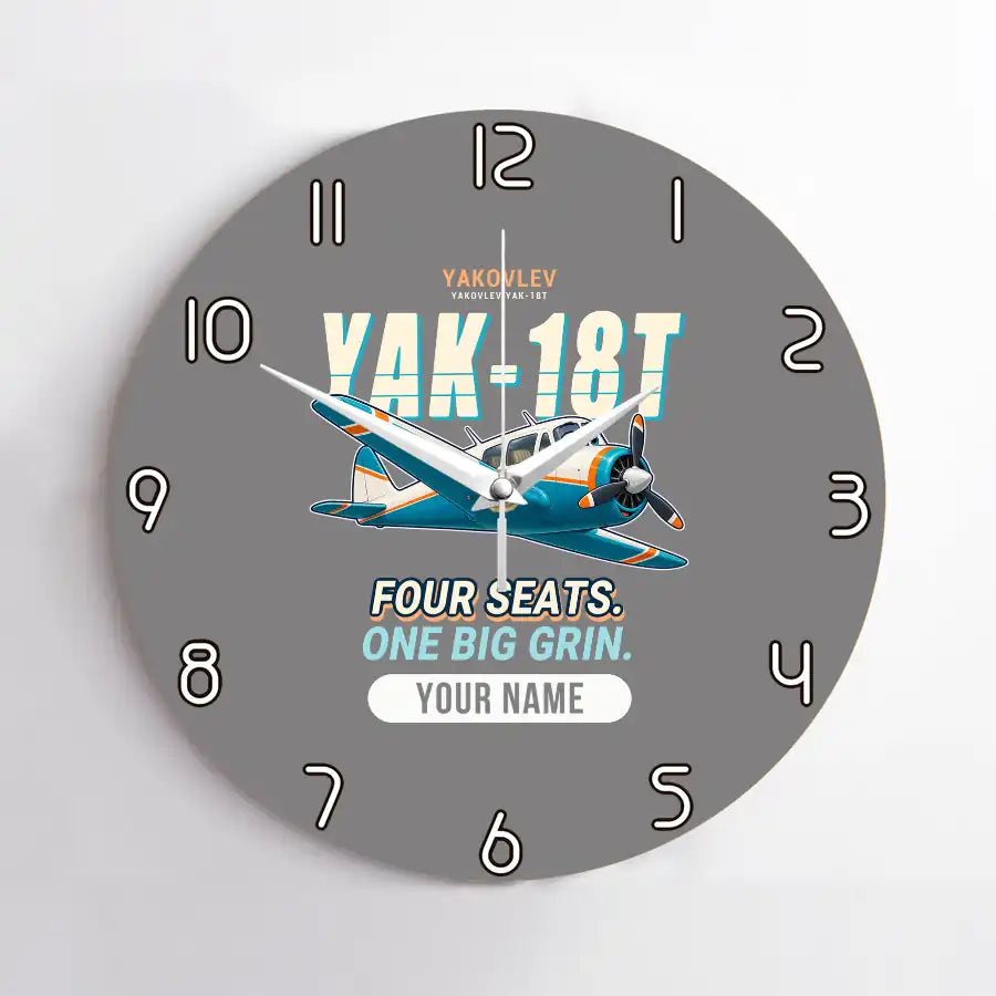 Yakovlev Yak-18T - Cartoon + Name - No Frame - Gray
