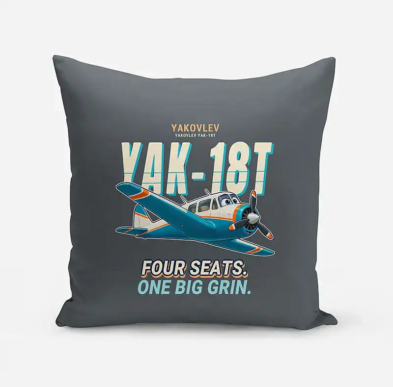 Yakovlev Yak-18T - Cartoon - Pillow - Gray