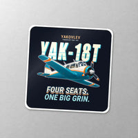 Thumbnail for Yakovlev Yak-18T - Cartoon - Square Sticker - Close-up