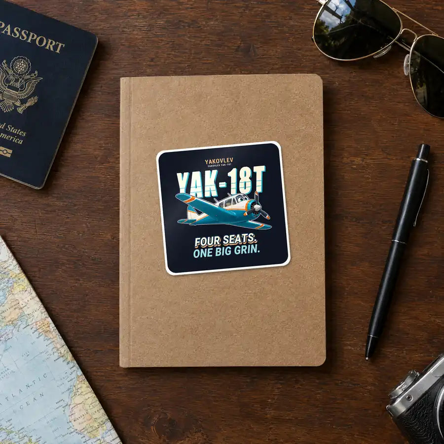 Yakovlev Yak-18T - Cartoon - Square Sticker - Notebook