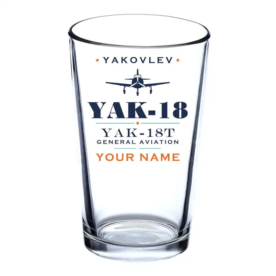 Yakovlev Yak-18T - Heritage + Name - Beer & Water Glass