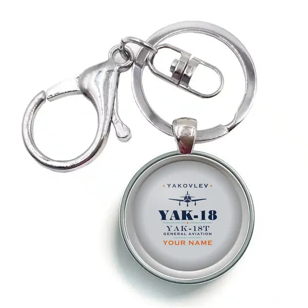Yakovlev Yak-18T - Heritage + Name - Circle Key Chain - Light Gray