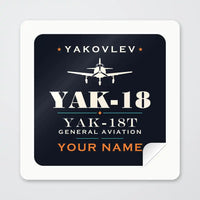 Thumbnail for Yakovlev Yak-18T - Heritage + Name - Square Sticker - Peel