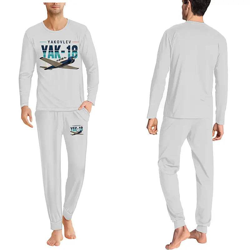 Yakovlev Yak-18T - Men Pajamas - Original Chest - Light Gray