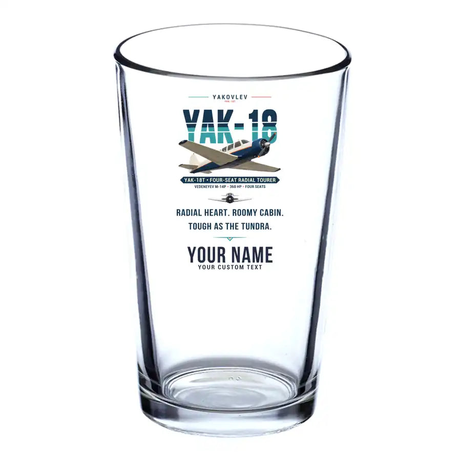 Yakovlev Yak-18T - Original + Name - Beer & Water Glass