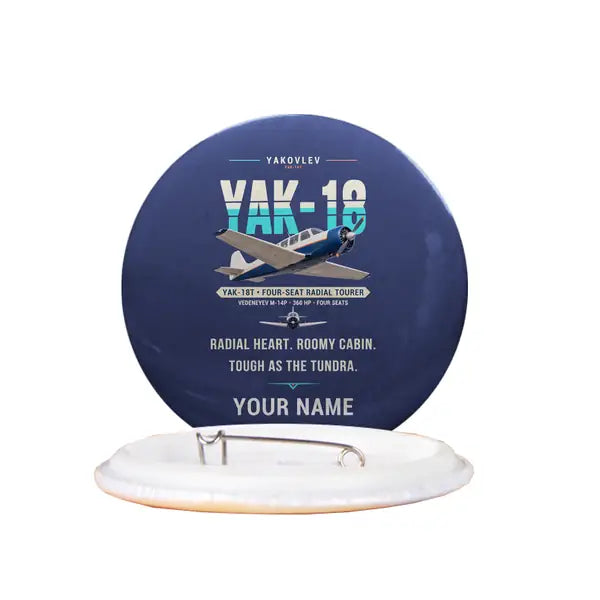 Yakovlev Yak-18T - Original + Name - Pin - Navy Blue
