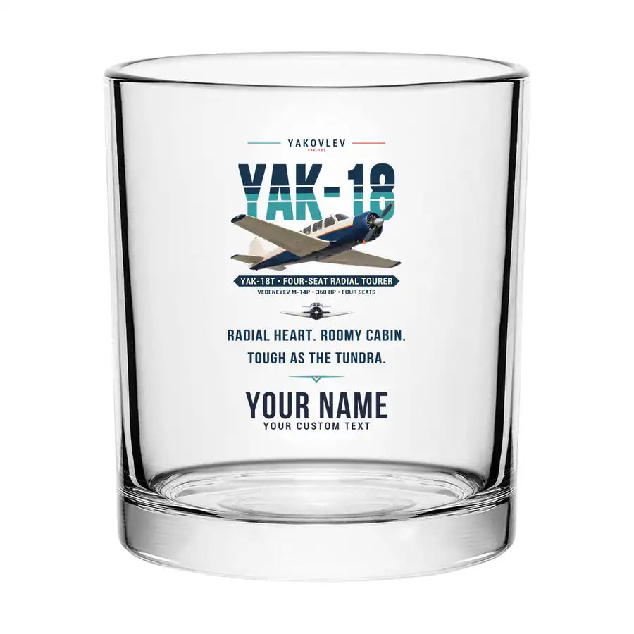 Yakovlev Yak-18T - Original + Name - Special Whiskey Glass