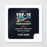 Thumbnail for Yakovlev Yak-18T - Original + Name - Square Sticker - Peel