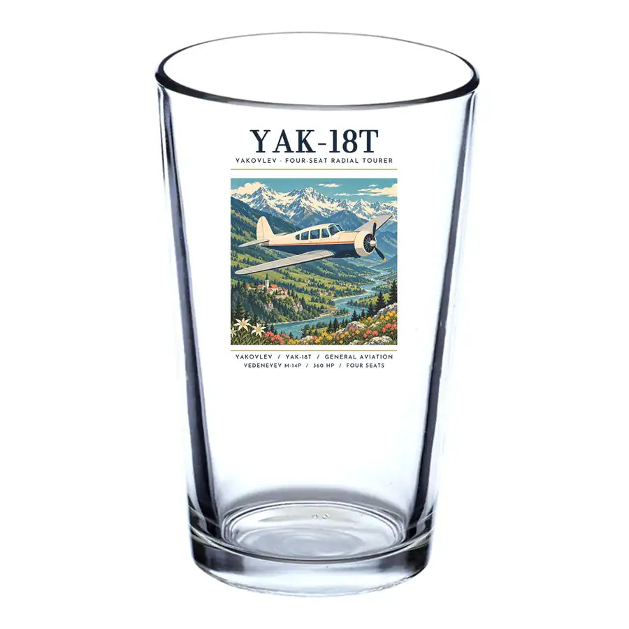 Yakovlev Yak-18T - Poster - Beer & Water Glass