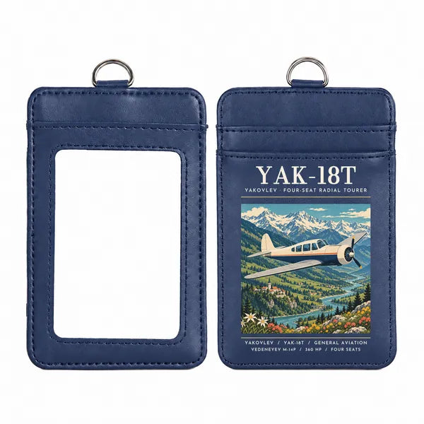 Yakovlev Yak-18T - Poster - ID Card Holder - Navy Blue