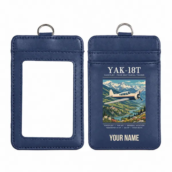 Yakovlev Yak-18T - Poster - ID Card Holder - Navy Blue + Name
