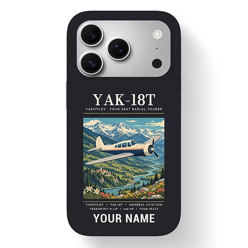 Yakovlev Yak-18T - Poster + Name - MagSafe iPhone 17 Pro - Black