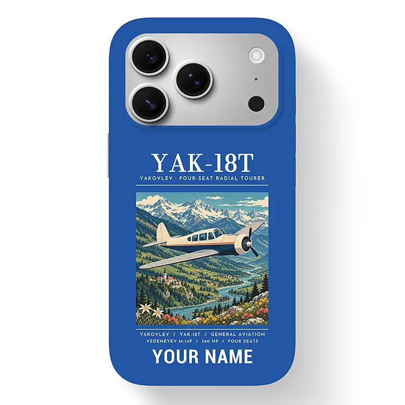 Yakovlev Yak-18T - Poster + Name - MagSafe iPhone 17 Pro - Blue