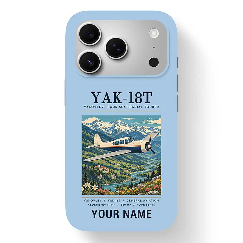 Yakovlev Yak-18T - Poster + Name - MagSafe iPhone 17 Pro - Light Blue