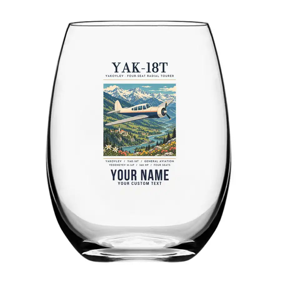 Yakovlev Yak-18T - Poster + Name - Water & Drink Glass