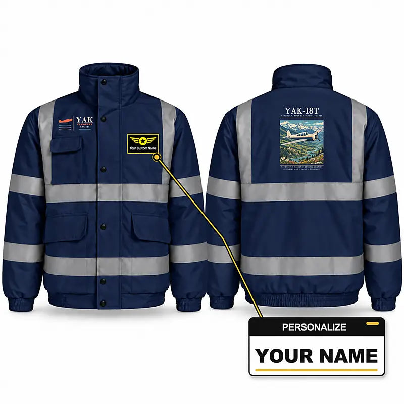 Yakovlev Yak-18T Reflective Winter Jackets - Poster + Name - Navy Blue
