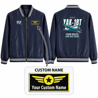 Thumbnail for Yakovlev Yak-18T Stylish Jackets - Baseball Collar - Cartoon + Name - Navy Blue
