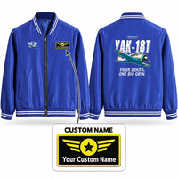 Thumbnail for Yakovlev Yak-18T Stylish Jackets - Baseball Collar - Cartoon + Name - Royal Blue