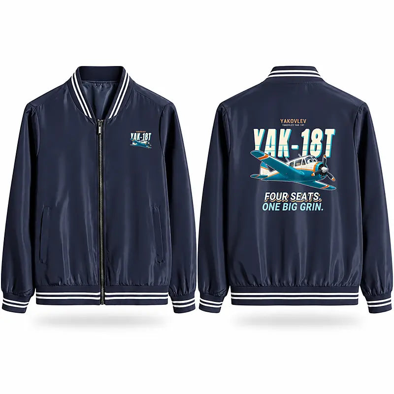 Yakovlev Yak-18T Stylish Jackets - Baseball Collar - Cartoon - Navy Blue