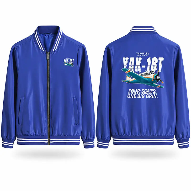 Yakovlev Yak-18T Stylish Jackets - Baseball Collar - Cartoon - Royal Blue