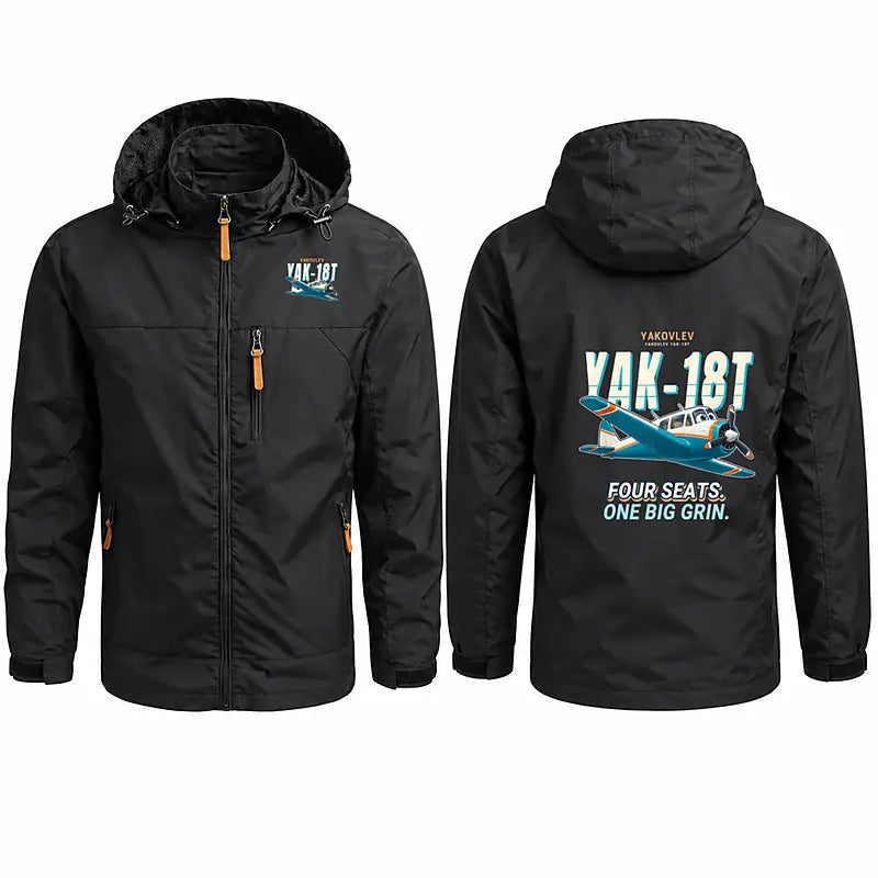 Yakovlev Yak-18T Stylish Jackets - Hooded Windbreaker - Cartoon - Black