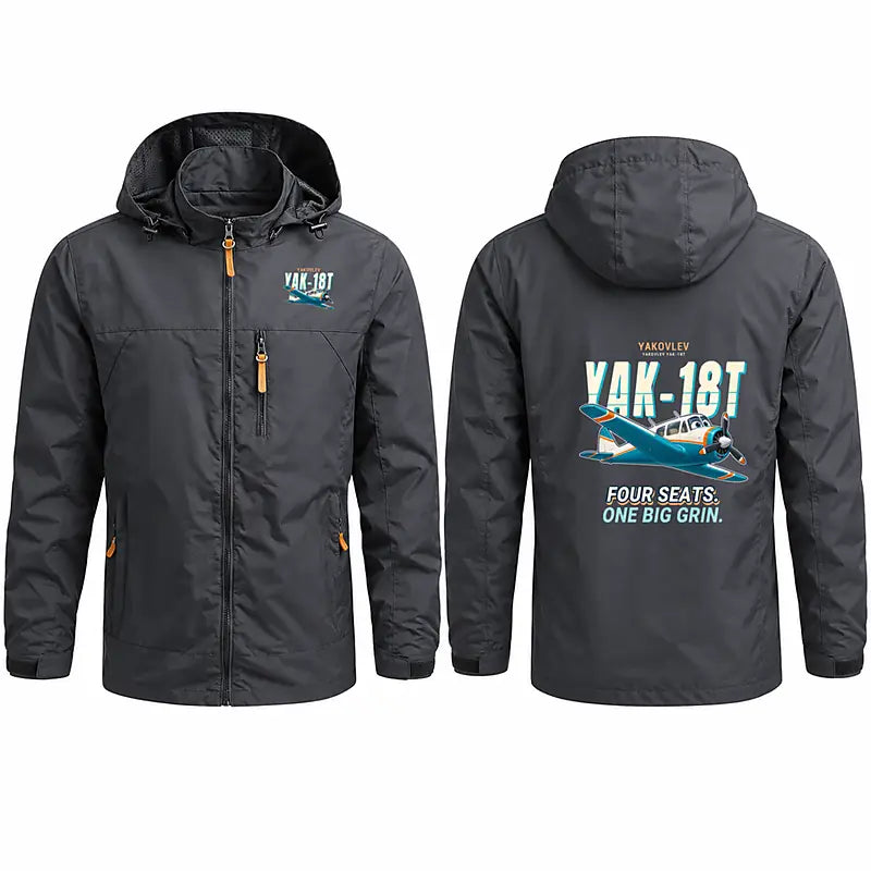 Yakovlev Yak-18T Stylish Jackets - Hooded Windbreaker - Cartoon - Charcoal