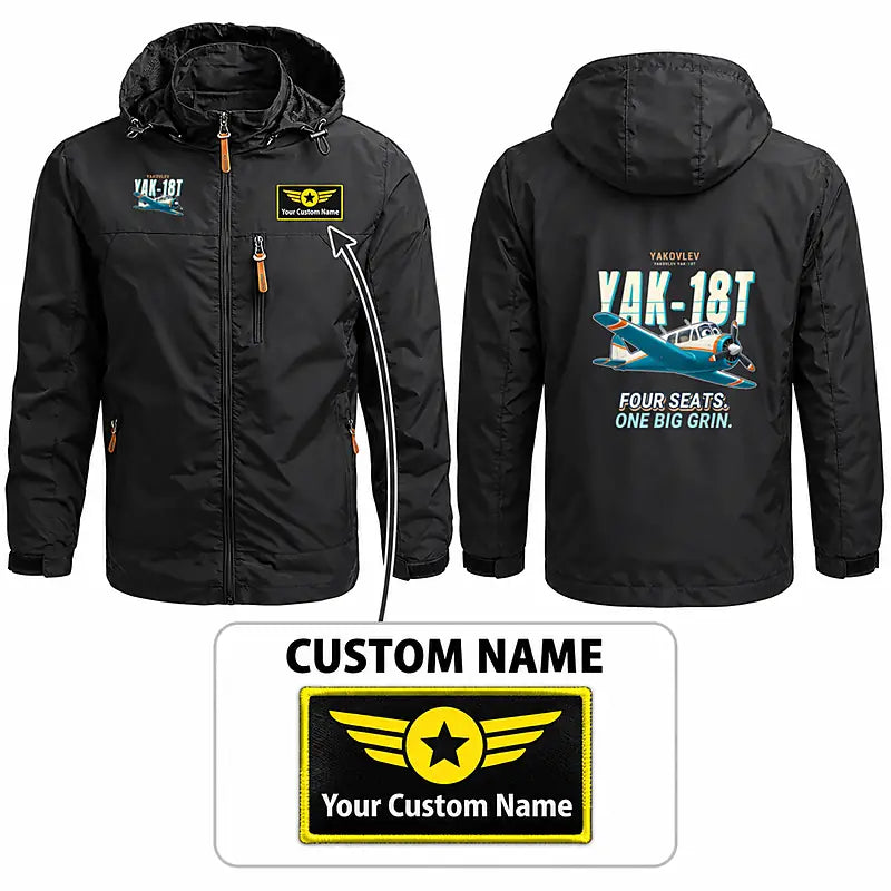 Yakovlev Yak-18T Stylish Jackets - Hooded Windbreaker - Cartoon + Name - Black