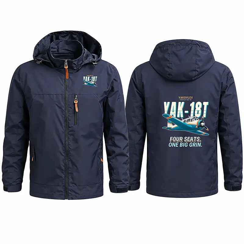 Yakovlev Yak-18T Stylish Jackets - Hooded Windbreaker - Cartoon - Navy Blue