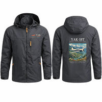 Thumbnail for Yakovlev Yak-18T Stylish Jackets - Hooded Windbreaker - Poster - Charcoal