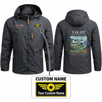 Thumbnail for Yakovlev Yak-18T Stylish Jackets - Hooded Windbreaker - Poster + Name - Charcoal