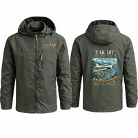 Thumbnail for Yakovlev Yak-18T Stylish Jackets - Hooded Windbreaker - Poster - Olive Green