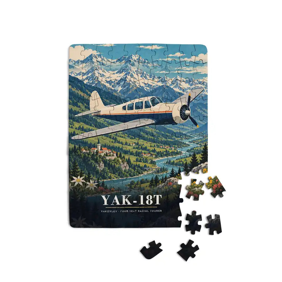 Yakovlev Yak-18T - Vertical + Text - Canvas Puzzle