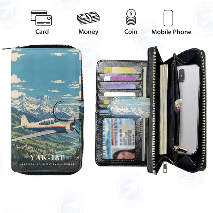 Yakovlev Yak-18T Leather Wallets - Zip Long Wallet - 3D