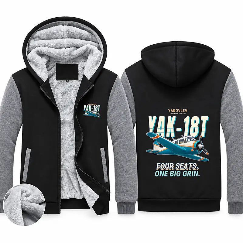 Yakovlev Yak-18T Zipped Sweatshirts - Cartoon - Black & Gray