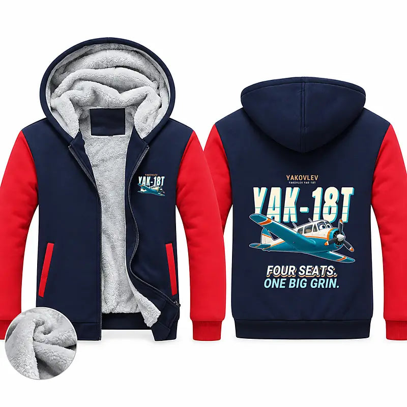 Yakovlev Yak-18T Zipped Sweatshirts - Cartoon - Navy & Red
