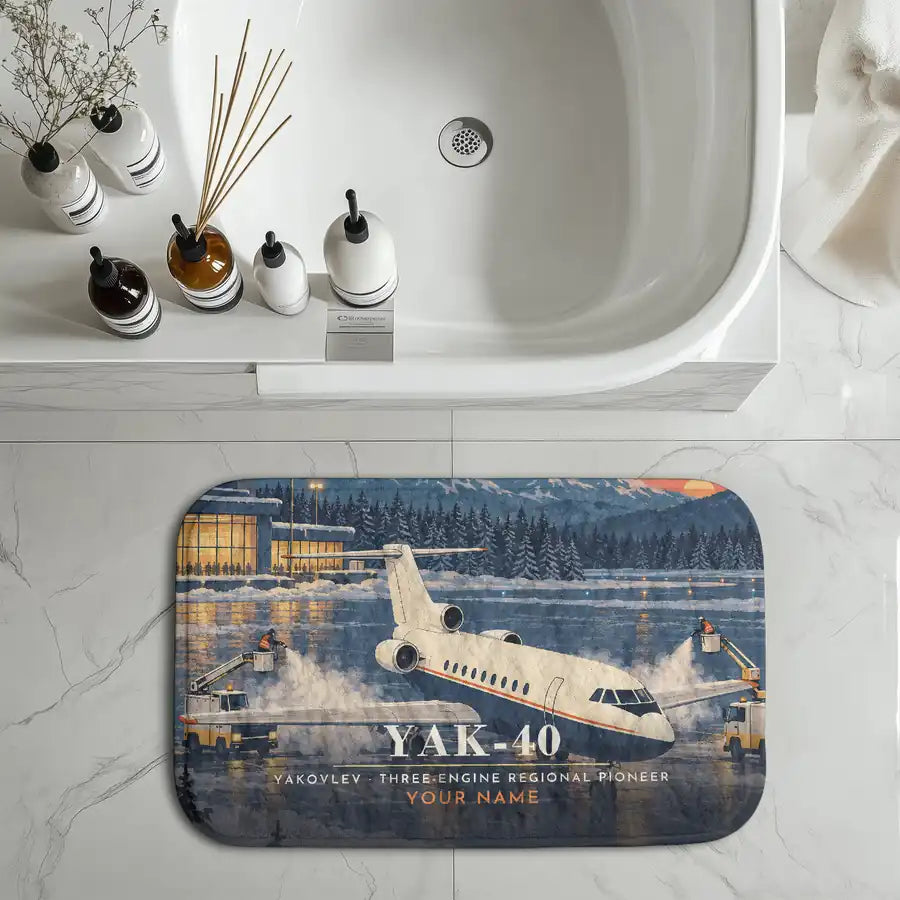 Yakovlev Yak-40 - 3D + Name - Bath Mat