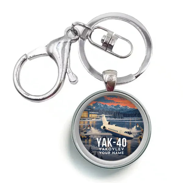 Yakovlev Yak-40 - 3D + Name - Circle Key Chain - Full Print