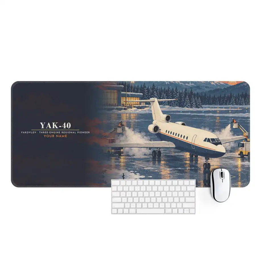 Yakovlev Yak-40 - 3D + Name - Desk Mat - Full Print