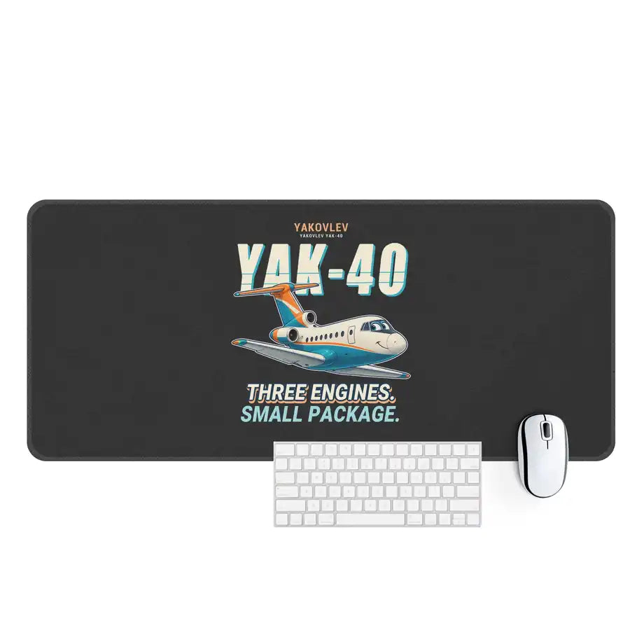 Yakovlev Yak-40 - Cartoon - Desk Mat - Black