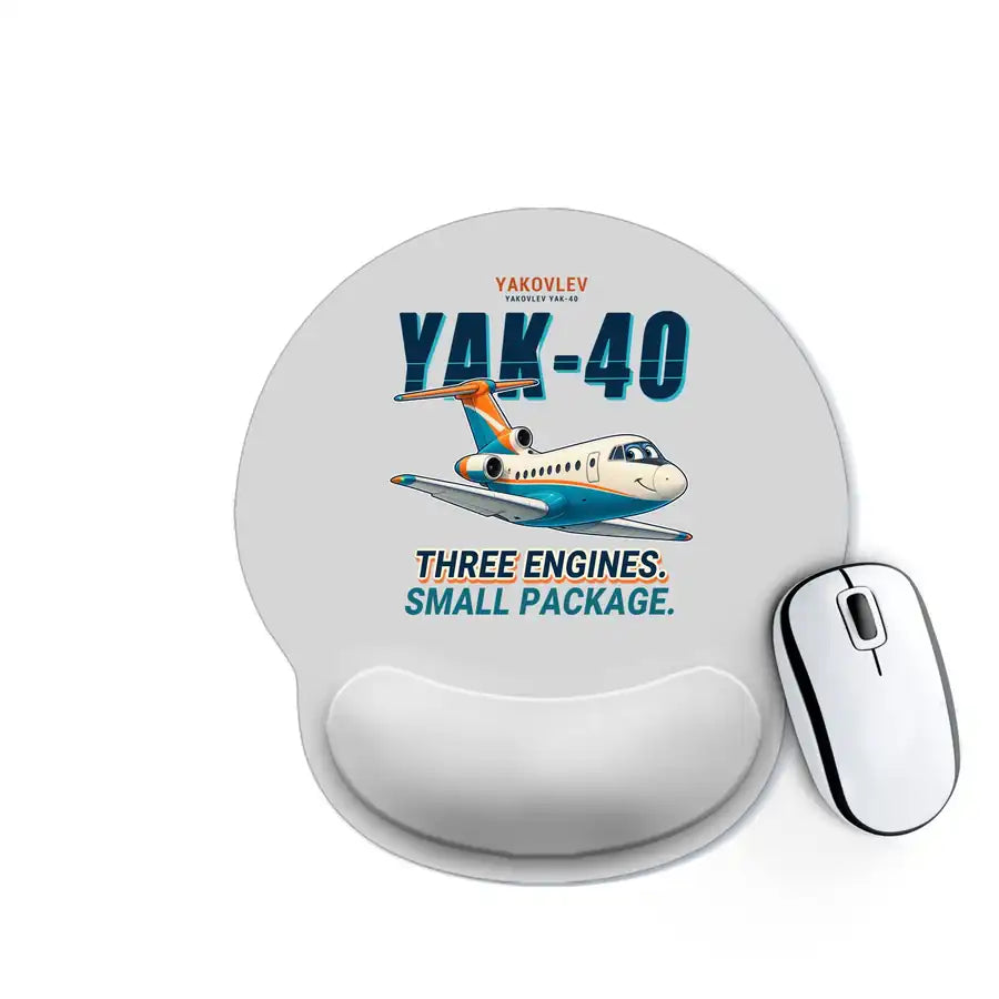 Yakovlev Yak-40 - Cartoon - Ergonomic Mouse Pad - Light Gray