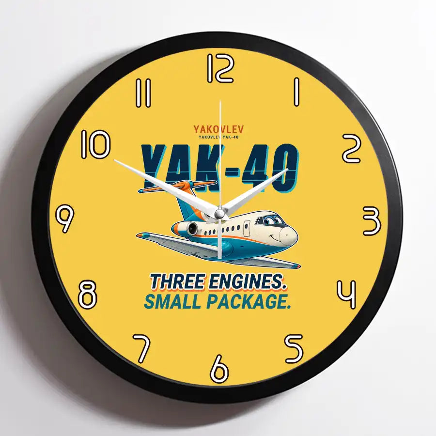 Yakovlev Yak-40 - Cartoon - Framed - Yellow