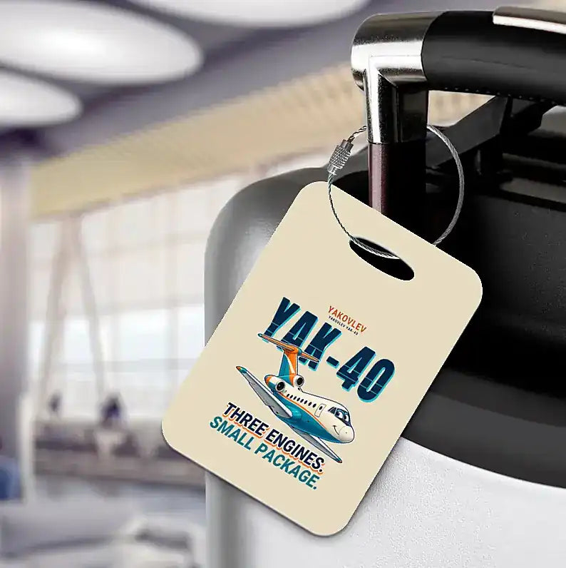 Yakovlev Yak-40 - Cartoon - Luggage Tag - Beige