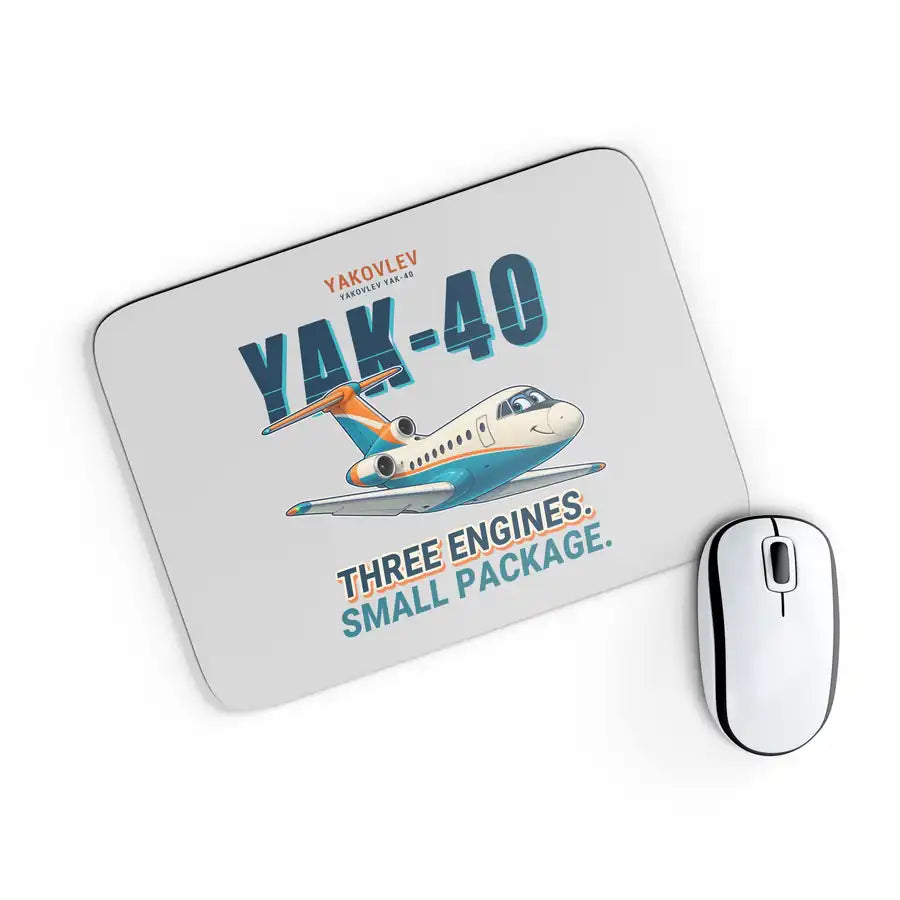 Yakovlev Yak-40 - Cartoon - Mouse Pad - Light Gray