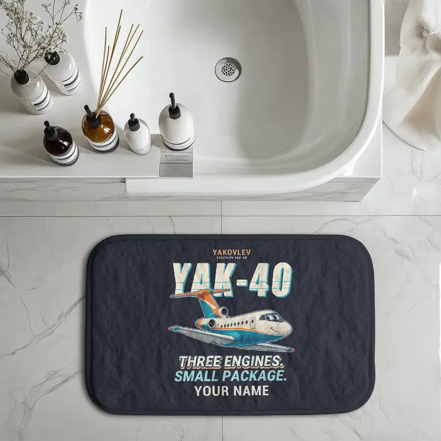 Yakovlev Yak-40 - Cartoon + Name - Bath Mat