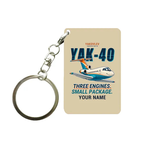 Yakovlev Yak-40 - Cartoon + Name - Key Chain - Beige