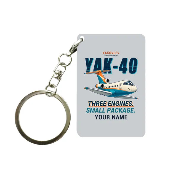 Yakovlev Yak-40 - Cartoon + Name - Key Chain - Light Gray